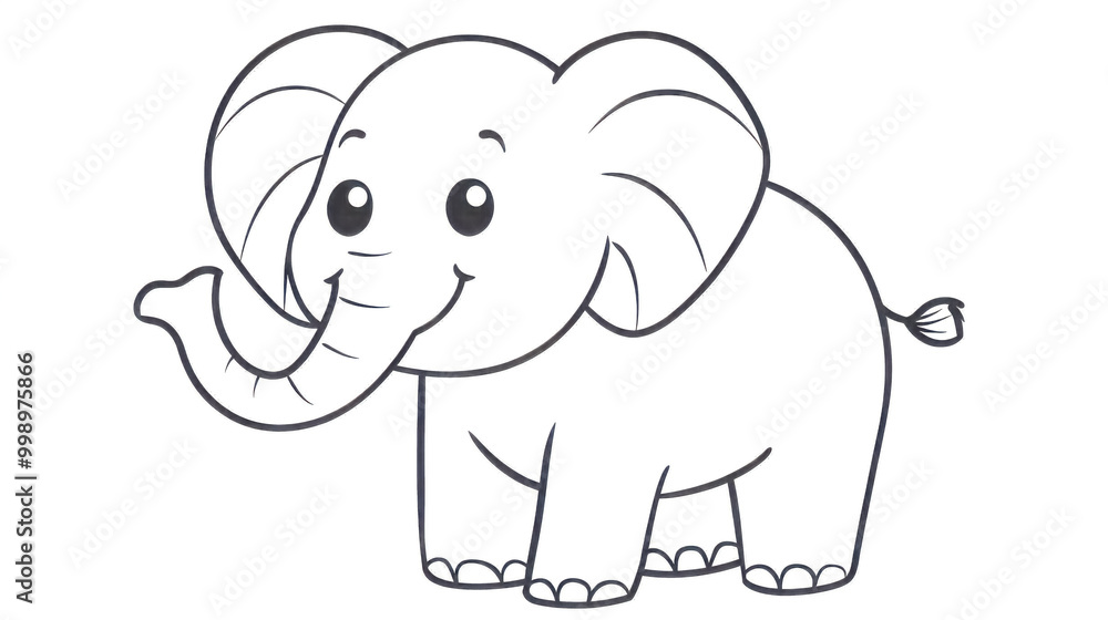 Cute cartoon elephant smiling and raising trunk Cute cartoon elephant smiling and raising trunk