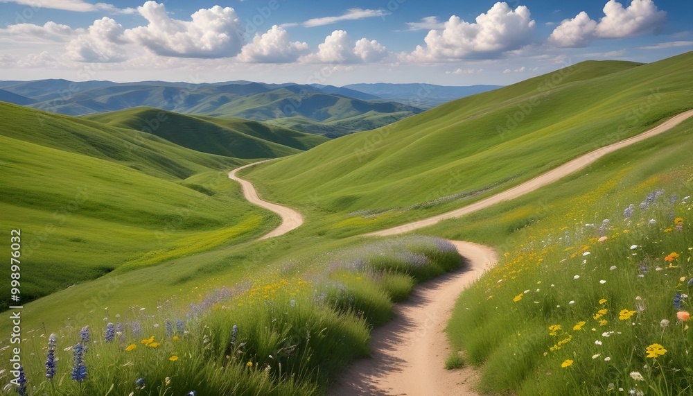 Landscape with road and mountains Landscape with road and mountains