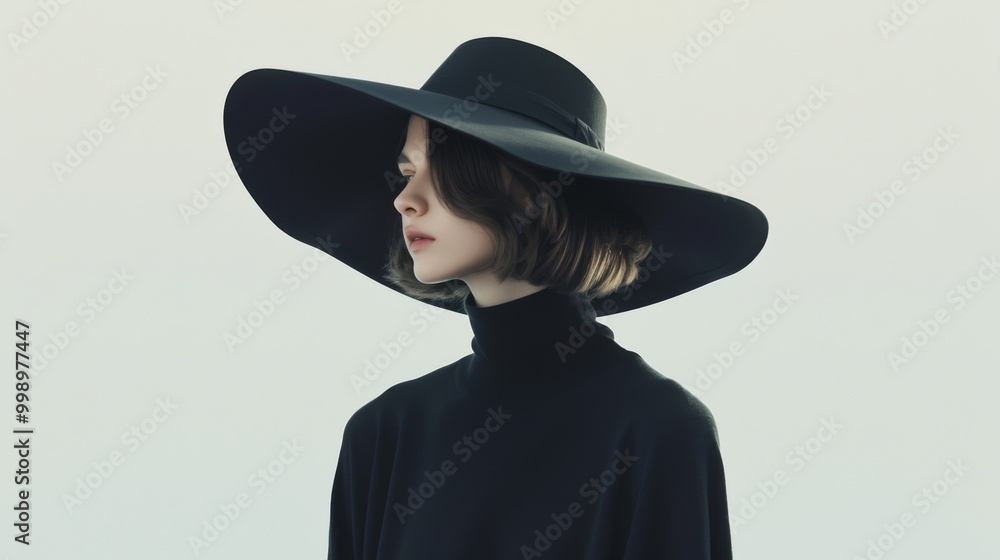 Fashion Portrait Featuring a Black Hat with Motion Blur Fashion Portrait Featuring a Black Hat with Motion Blur