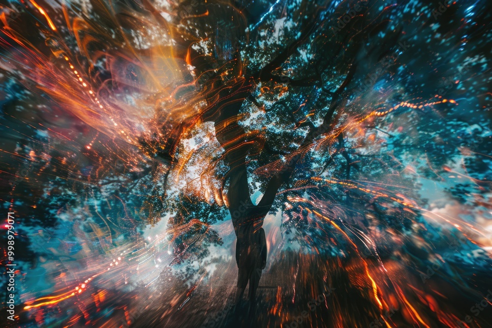 background with tree magic concept background with tree magic concept