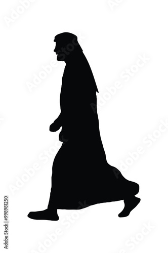An Arabic man walking silhouette vector illustration isolated on white background for UAE, Saudi Arabia, Yemen, Egypt and other Arab countries graphic designing