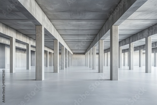 Empty large gray warehouse with columns in a modern office or warehouse interior background Concept open space