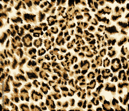 Seamless hand drawn leopard pattern, detail 