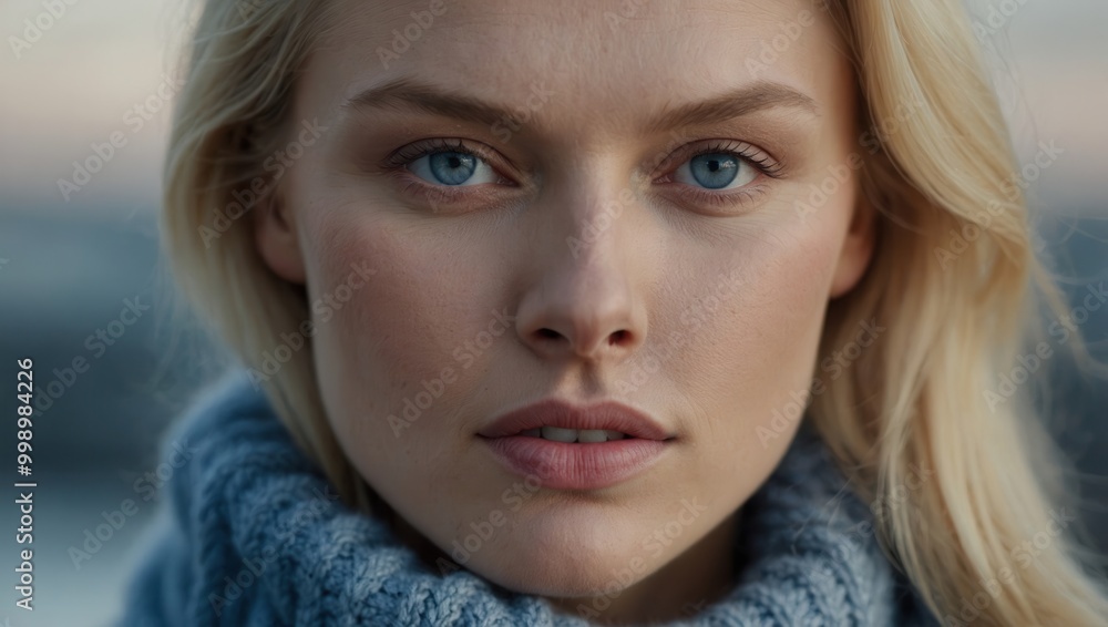 Split-screen portrait of blonde woman with natural expression Split-screen portrait of blonde woman with natural expression