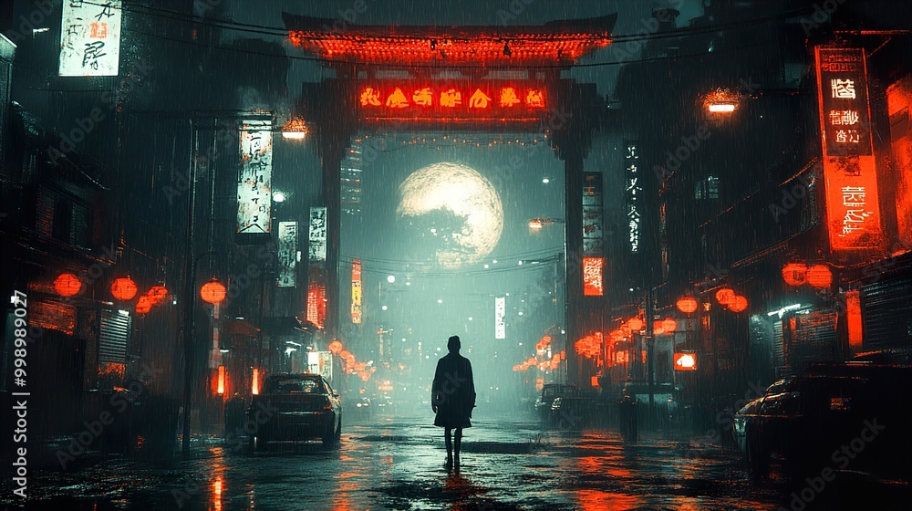 Rainy Night in a Neon-Lit Japanese City Rainy Night in a Neon-Lit Japanese City