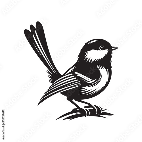 High-Quality Great Tit Silhouette Vectors for Wildlife Art Projects