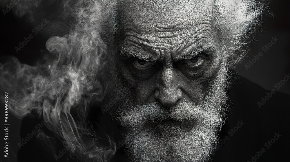 Intense Portrait of an Elderly Man with a White Beard Intense Portrait of an Elderly Man with a White Beard