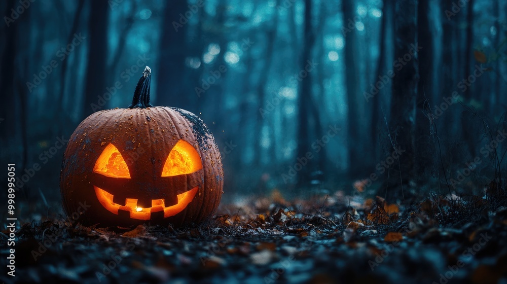 Pumpkin in Forest at Night Pumpkin in Forest at Night