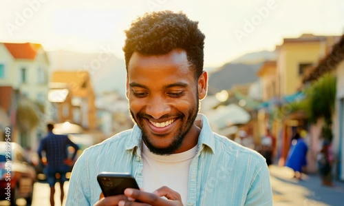 Dutch Man Smiling While Using Mobile Phone in Cape Town