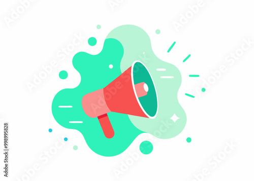 A vibrant and modern illustration of a megaphone in a dynamic abstract shape. Perfect for communication, announcements, marketing, or any design needing a visual boost.