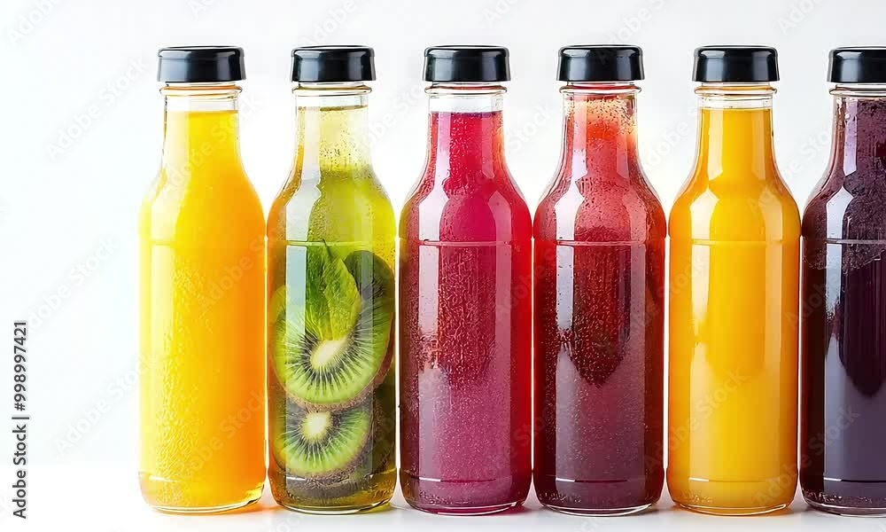 bottles of natural juice bottles of natural juice