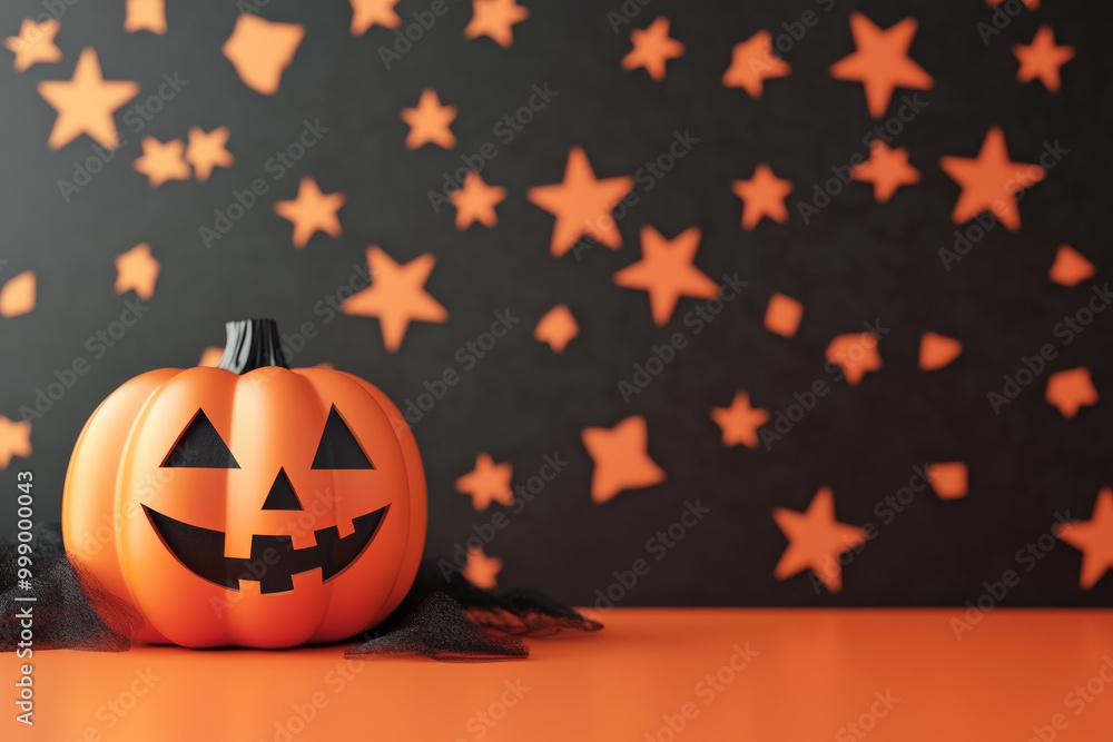 Spooky Carved Pumpkin with Copyspace for Seasonal Messages Spooky Carved Pumpkin with Copyspace for Seasonal Messages