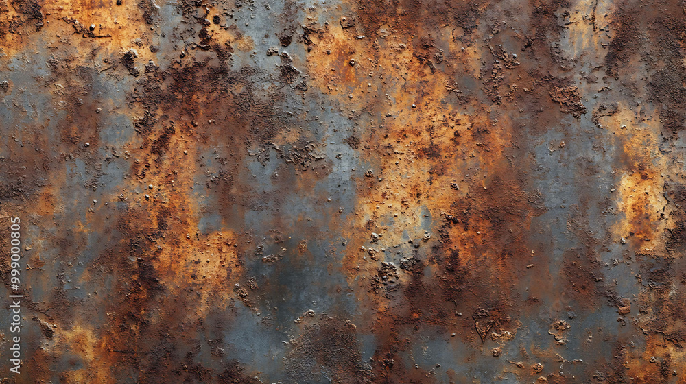 Close-up of rusted metal with red-brown and blue-grey tones. Close-up of rusted metal with red-brown and blue-grey tones.