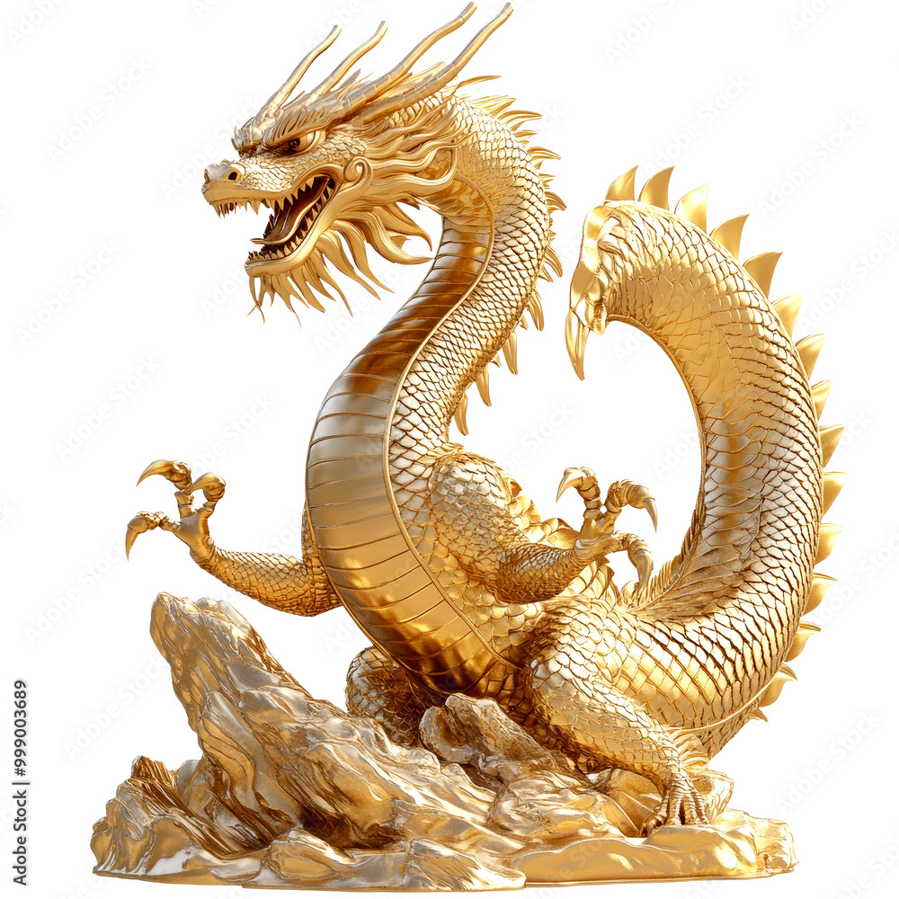 Obraz premium Golden dragon statue with intricate details