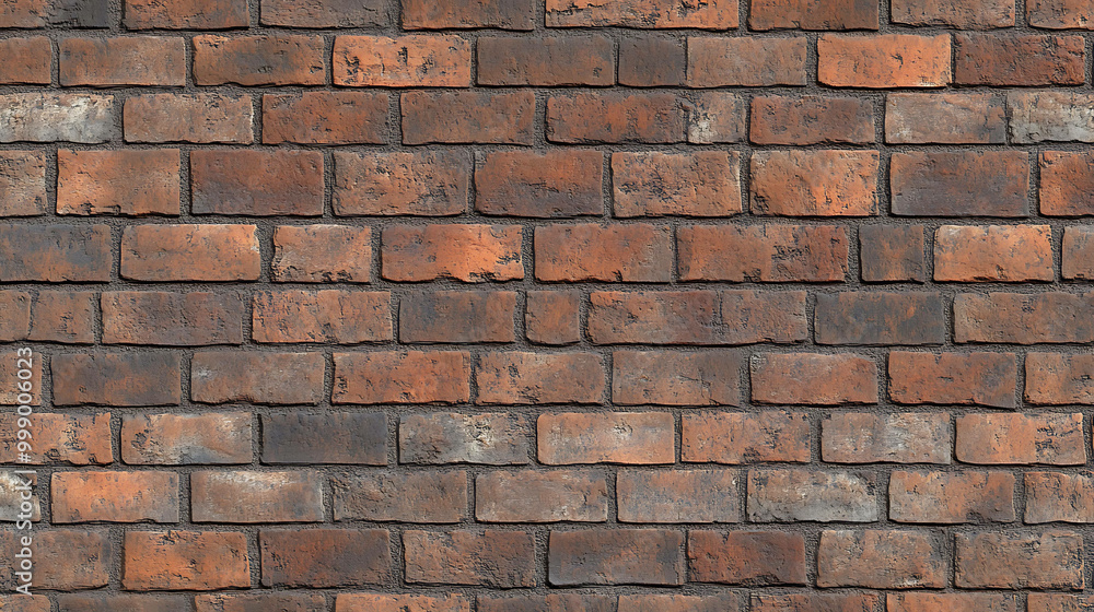Fototapeta premium A brick wall made of red and brown bricks.