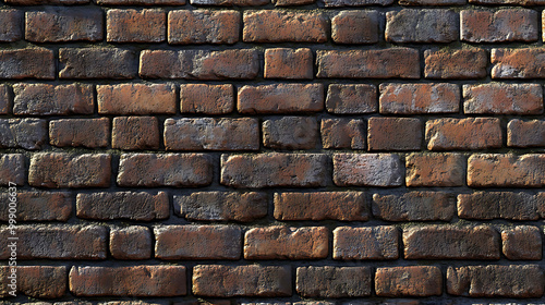 A weathered brick wall with a reddish-brown color and some faded areas.