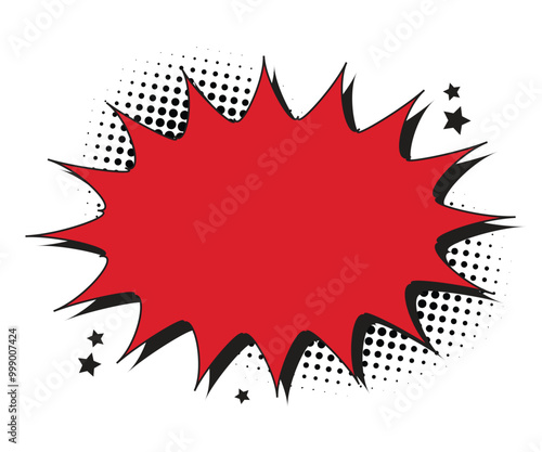 Cartoon effect empty red speech bubble comic design element 