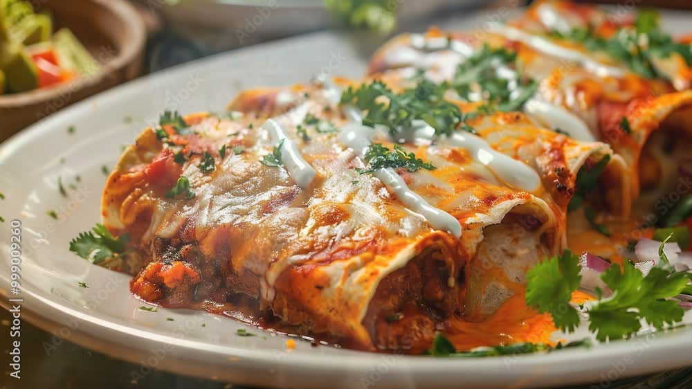 Enchiladas on the table moves with smoke around Enchiladas on the table moves with smoke around