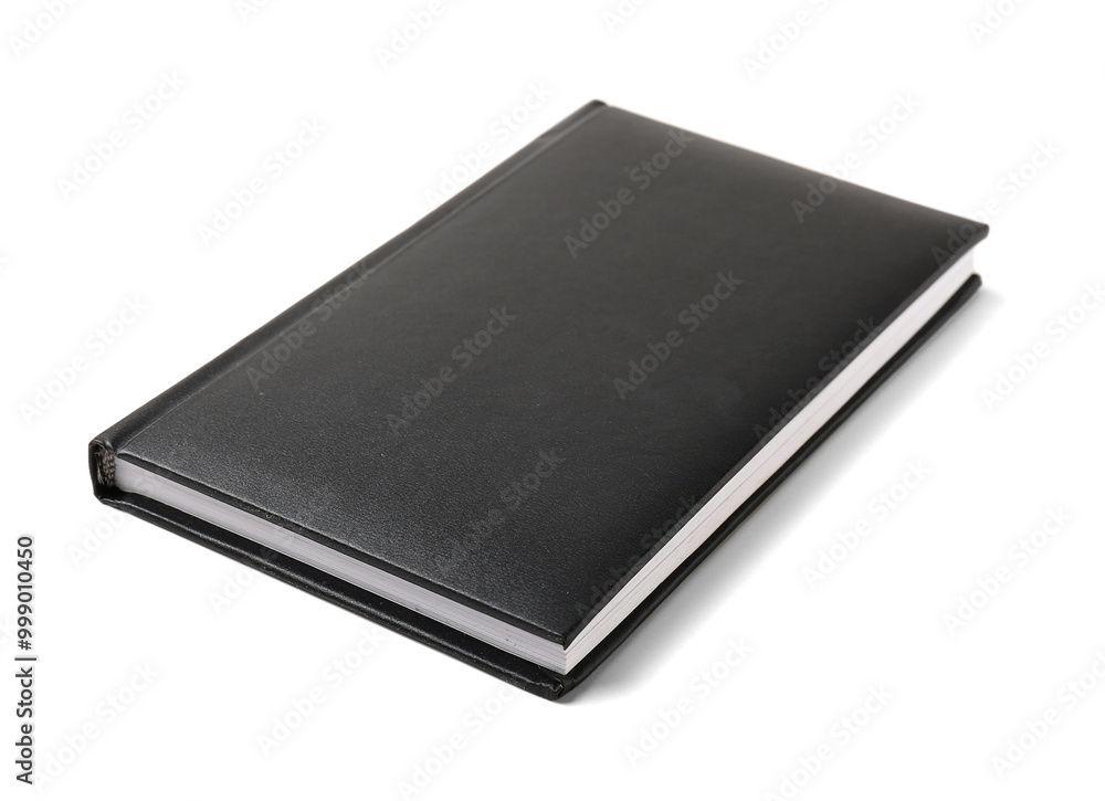 Black notebook on white background Black notebook on white background