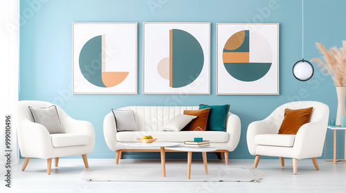 Wallpaper Mural Modern living room with stylish decor and vibrant color scheme featuring minimalist furniture and artistic wall art Torontodigital.ca