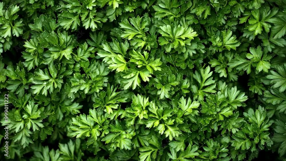 A close-up view of lush, green parsley leaves, captured outdoors on a bright day A close-up view of lush, green parsley leaves, captured outdoors on a bright day