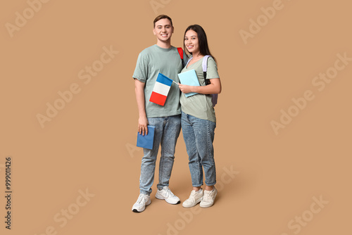 Students with French flags ...