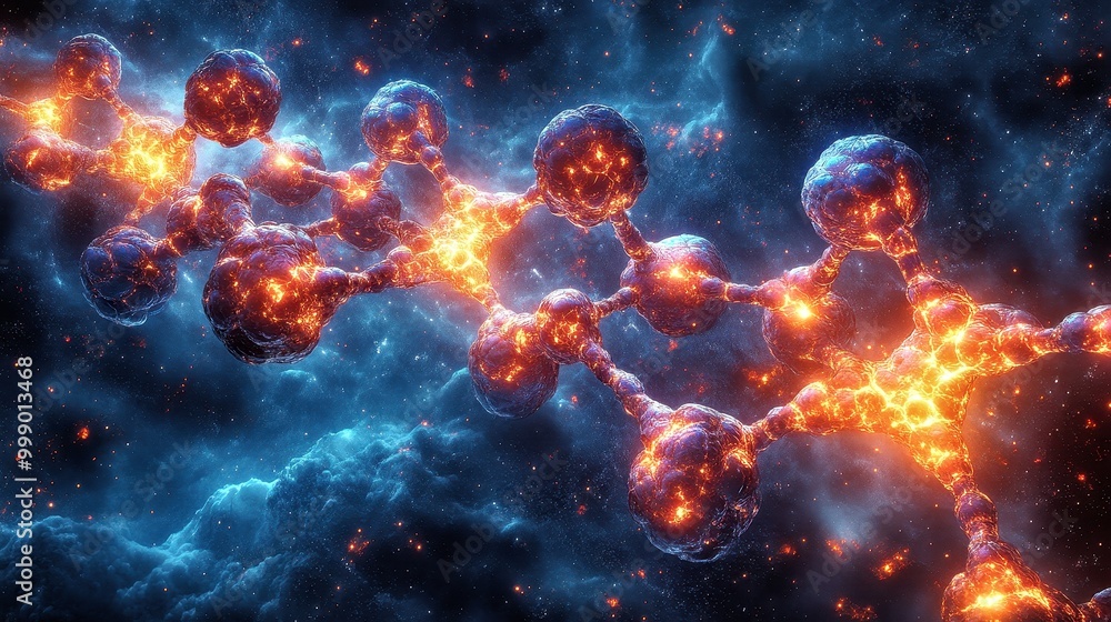 Illuminated Nano Artistry: Futuristic Molecular Structure with Glowing Bonds and Intricate Details Illuminated Nano Artistry: Futuristic Molecular Structure with Glowing Bonds and Intricate Details
