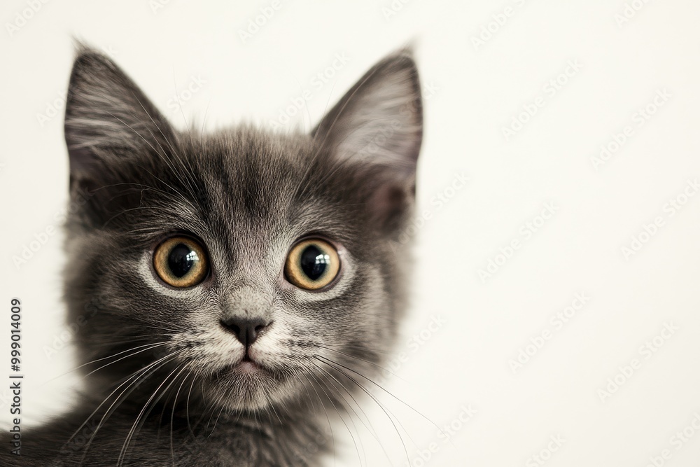 Obraz premium Inquisitive Gray Cat Peeking