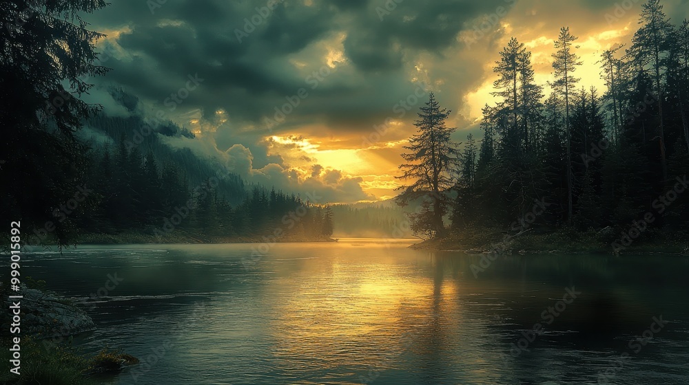 Moody Lynx Landscape at Sunset by the Water Moody Lynx Landscape at Sunset by the Water