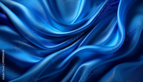 Wallpaper Mural Abstract Blue Silk Background with Soft Folds, Creating a Luxurious and Elegant Texture, Ideal for Use as a Backdrop with Ample Copy Space for Text or Graphics Torontodigital.ca