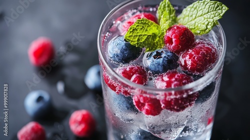 Creative Hydration - Vibrant Infused Water with Berries and Mint for Refreshment and Inspiration