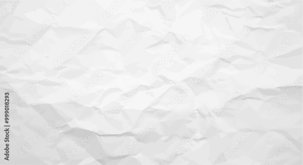 White crumpled paper texture background, vector illustration. A wrinkled and creased blank paper texture, perfect for grunge backdrop design.