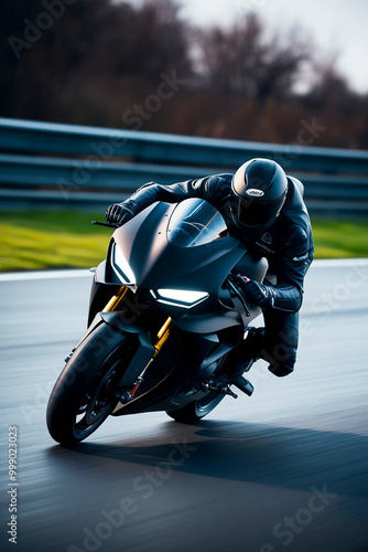 A sleek modern sports motorcycle photo