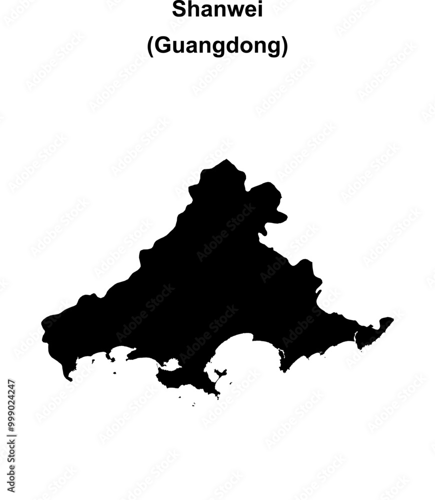 Shanwei blank outline map Shanwei blank outline map