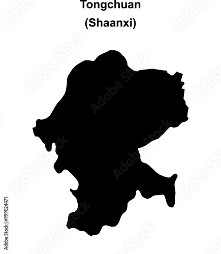 Tongchuan blank outline map photo