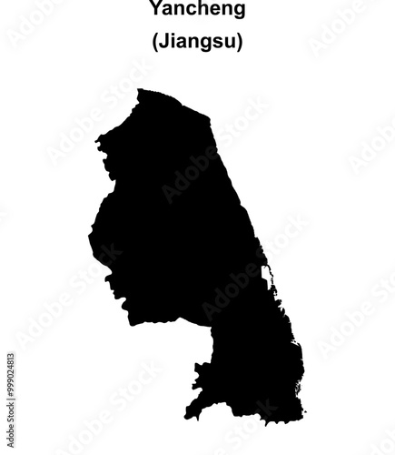 Yancheng blank outline map photo