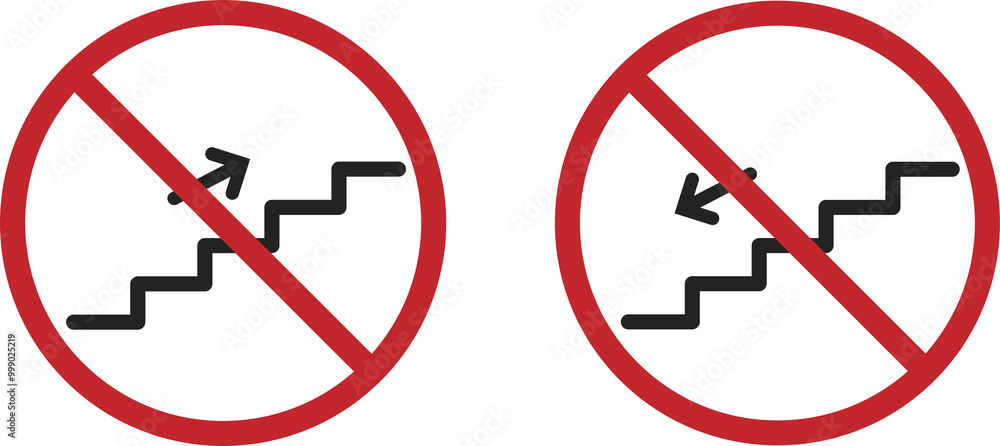 Isolated prohibition sign to climb up or down stairs, a building safety security sign Isolated prohibition sign to climb up or down stairs, a building safety security sign