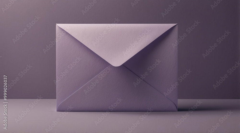 Elegant purple envelope on minimalist background Elegant purple envelope on minimalist background