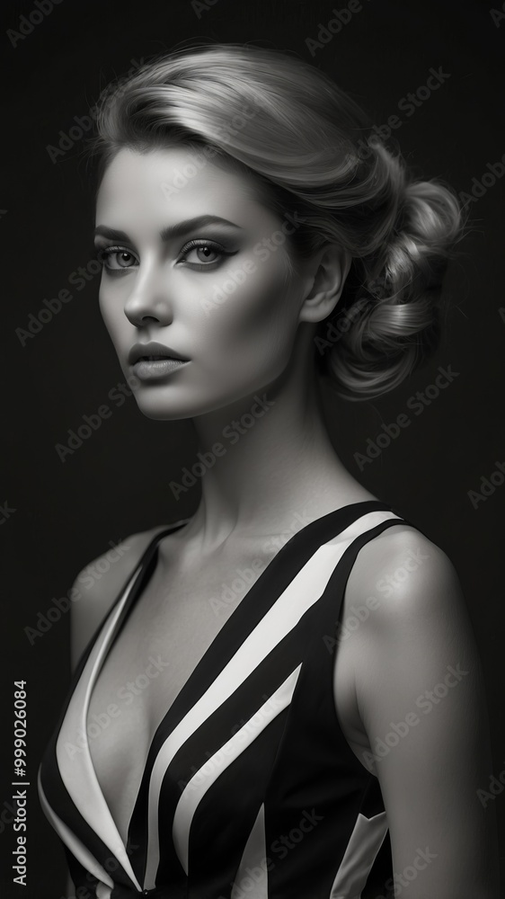 Elegant woman in black and white portrait Elegant woman in black and white portrait