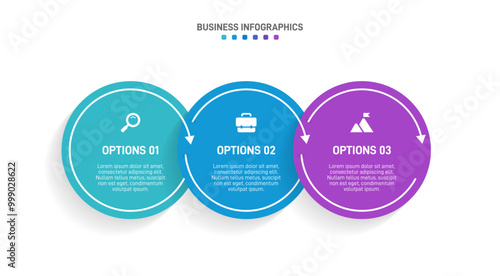 Horizontal progress bar featuring 3 arrow-shaped elements, symbolizing three six stages of business strategy and progression. Clean timeline infographic design template. Vector for presentation
