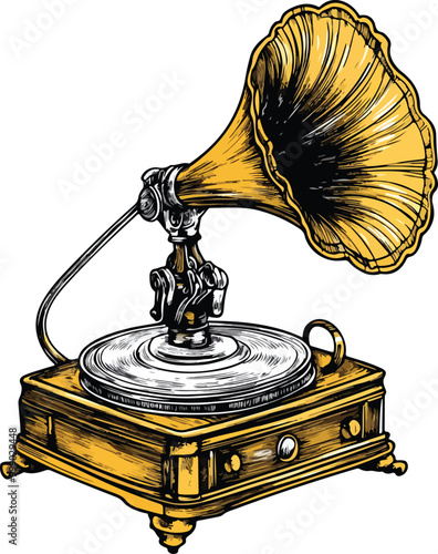 Phonograph Gramophone Vector Illustration