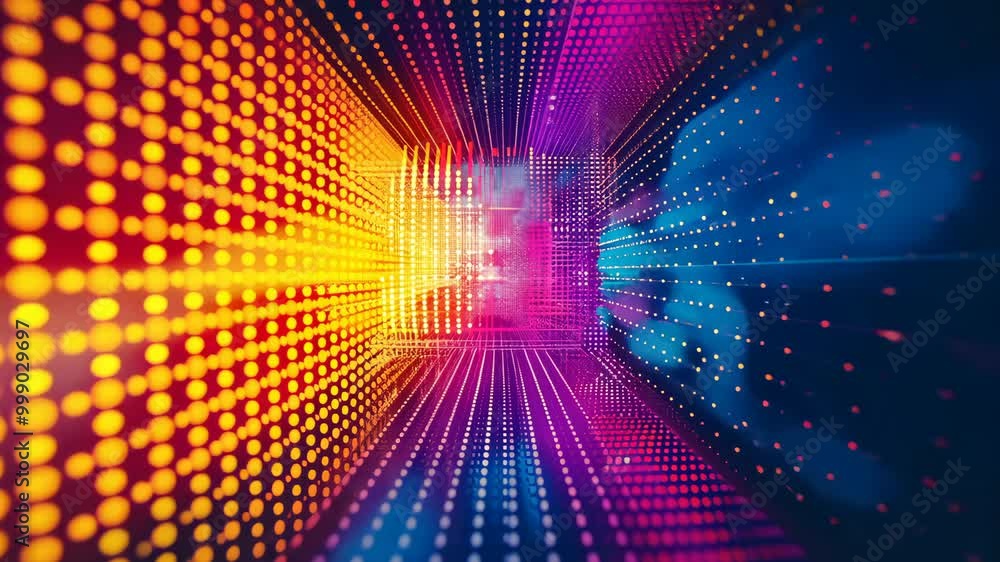 Light particles forming glowing tunnel animation