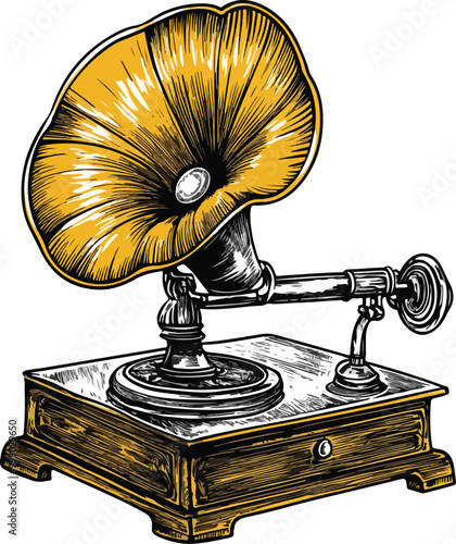 Phonograph Gramophone Vector Illustration