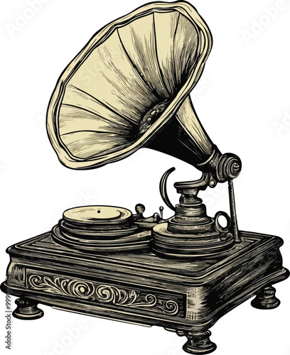 Phonograph Gramophone Vector Illustration