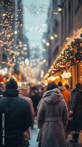 inter City Scene with Festive Christmas Lights 