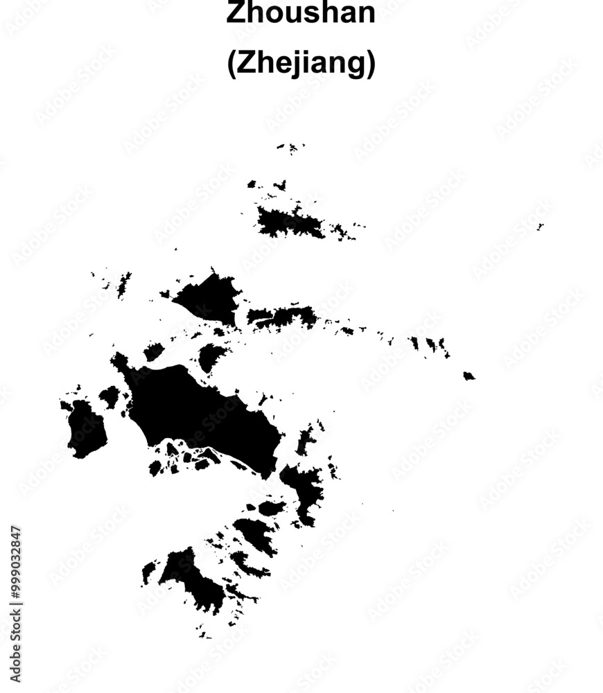 Fototapeta premium Zhoushan blank outline map