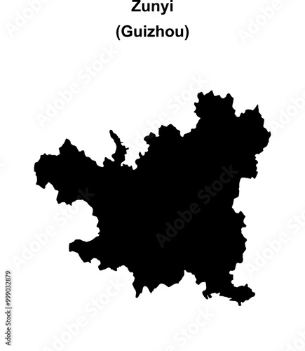 Zunyi blank outline map