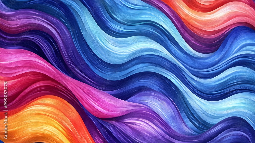 Obraz premium Abstract colorful wavy pattern with shades of orange, pink, purple and blue.