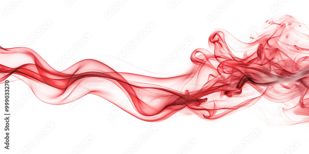 Red smooth smoke wave isolated on white background Red smooth smoke wave isolated on white background