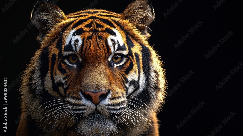 Fototapeta premium Realistic Lynx Portrait in Dark Background